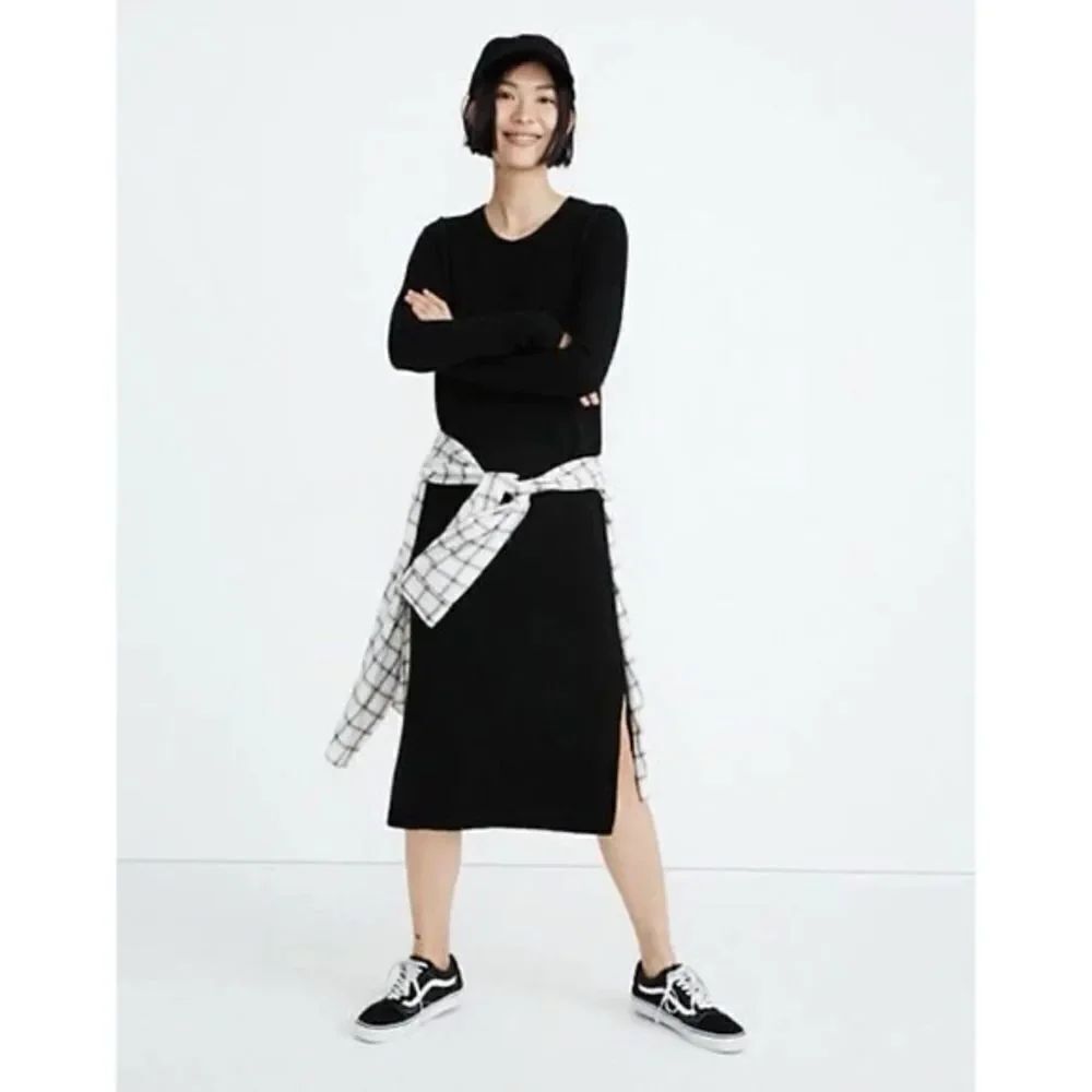 Madewell Midi Merino Wool Sweater Dress - Black
